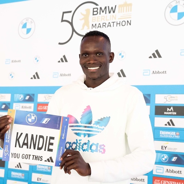 Kenyan Kibiwott Kandie at the press conference for the 2024 BMW Berlin Marathon in Berlin, Germany on September 27, 2024 / Photo credit: Victah Sailer / PhotoRun