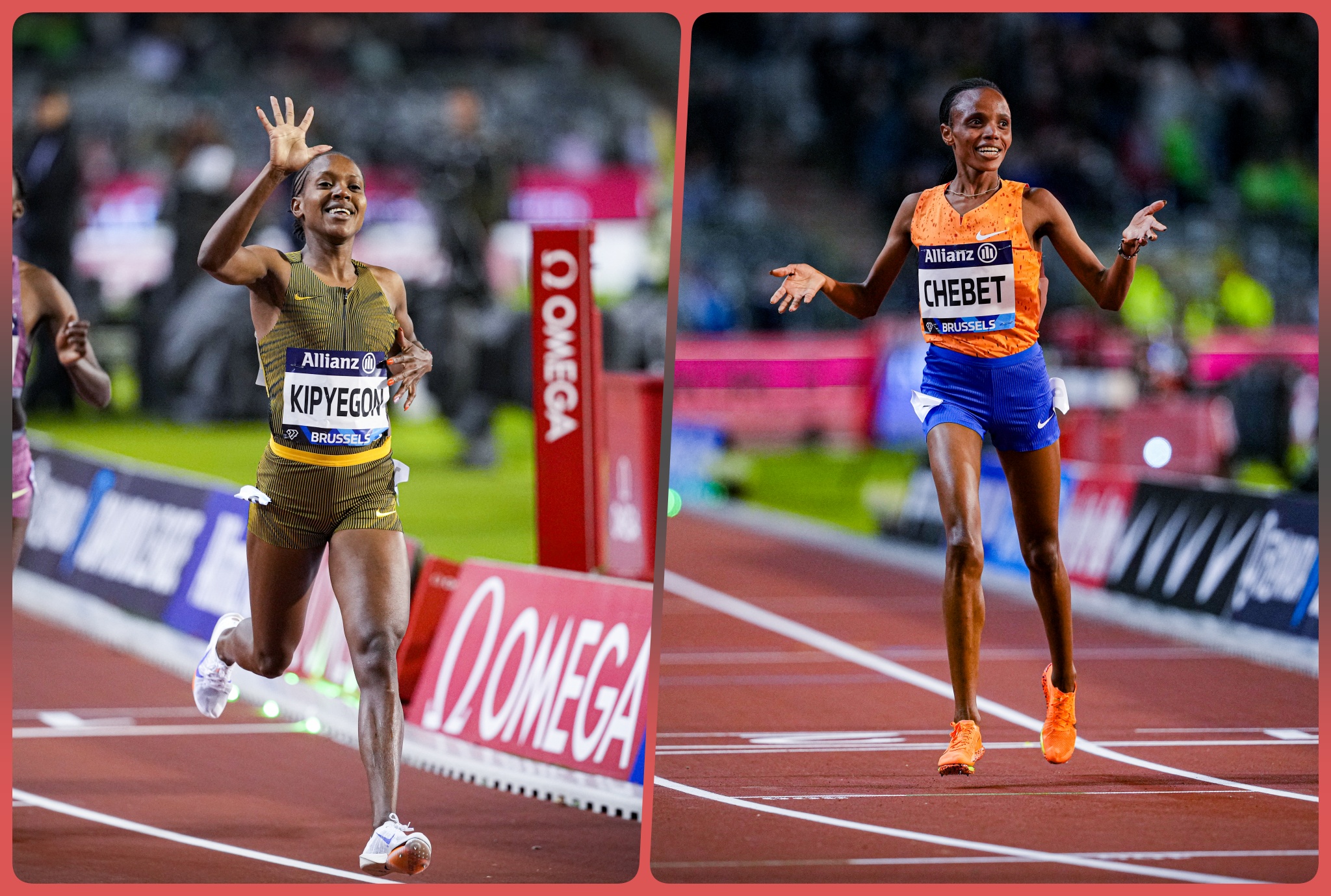 Kenyans Faith Kipyegon and Beatrice Chebet winning in Brussels / Photo credits: Diamond League AG