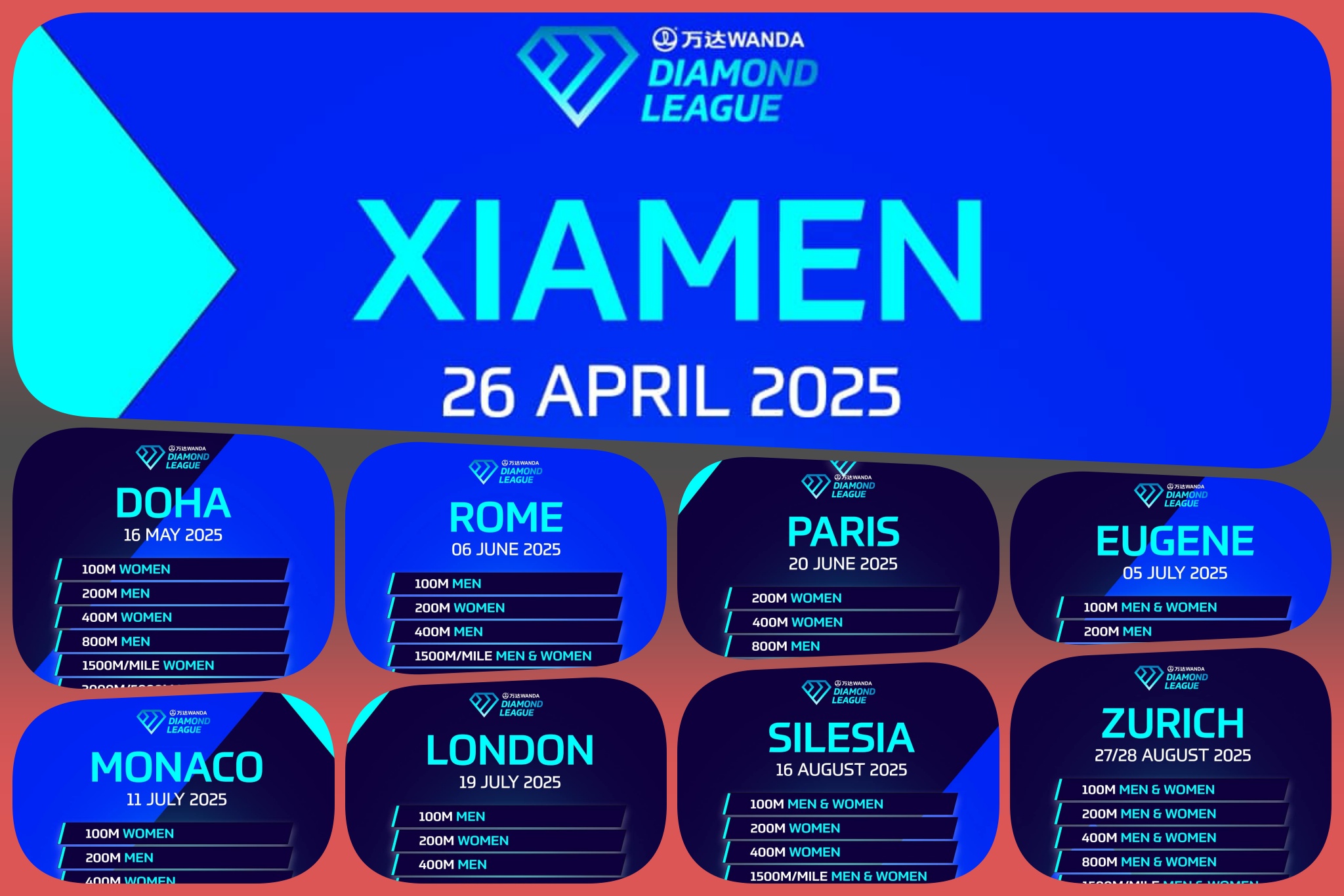 Wanda Diamond League 2025 schedule