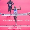 Hawi Feysa celebrates at the finish of 41st Mainova Frankfurt Marathon 2024 | Photo credit: Sailer / photorun.net