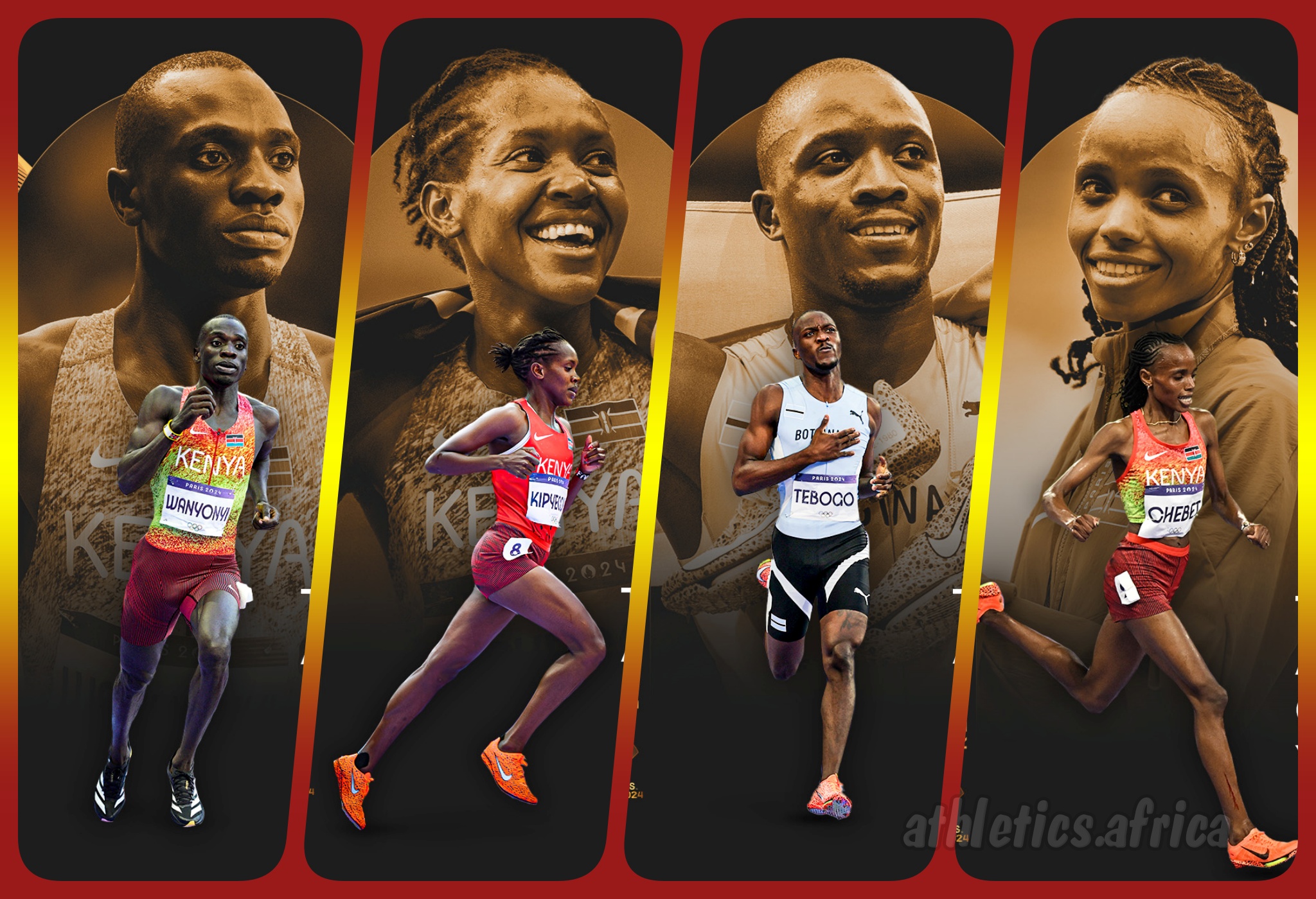 Botswana's Letsile Tebogo and Kenyans Beatrice Chebet; Faith Kipyegon; and Emmanuel Wanyonyi nominated for the 2024 World Athletics Track Athlete of the Year Awards / Photo Credit: World Athletics