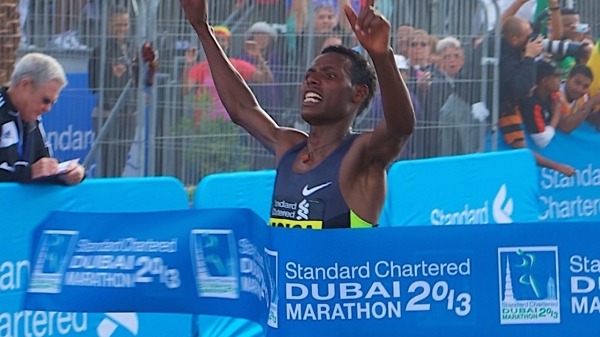 Ethiopian Lelisa Desisa winning the Dubai Marathon in 2013 / Photo credit: Dubai Marathon