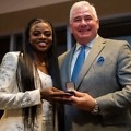 Tobiloba Amusan at the induction ceremony for UTEP's Hall of Fame Class of 2024 / Photo credit: Tobi Amusan