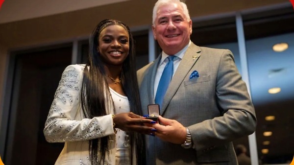 Tobiloba Amusan at the induction ceremony for UTEP's Hall of Fame Class of 2024 / Photo credit: Tobi Amusan