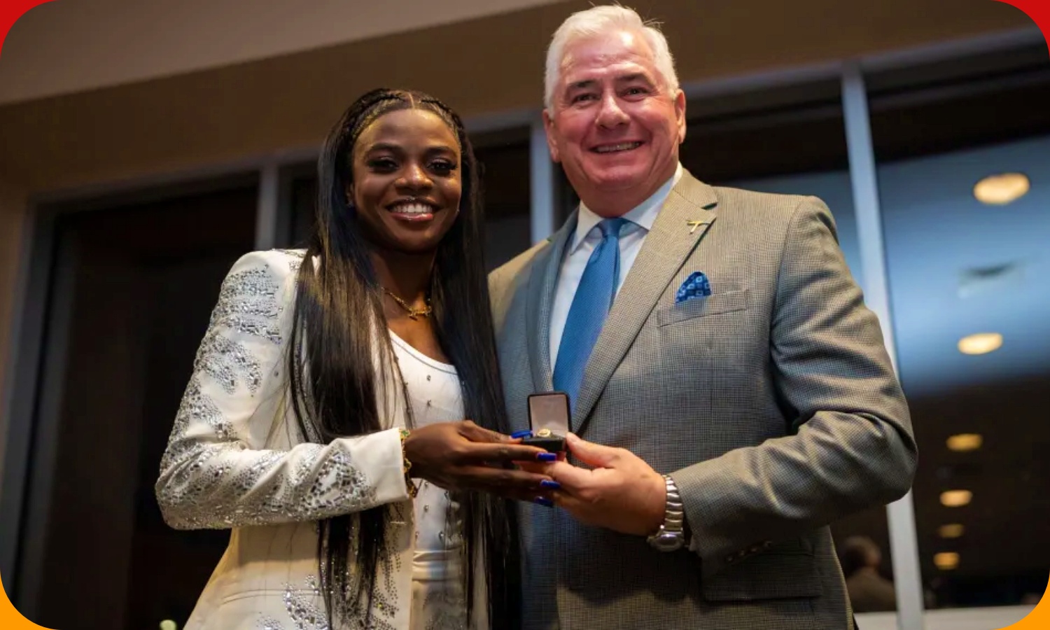 Tobiloba Amusan at the induction ceremony for UTEP's Hall of Fame Class of 2024 / Photo credit: Tobi Amusan