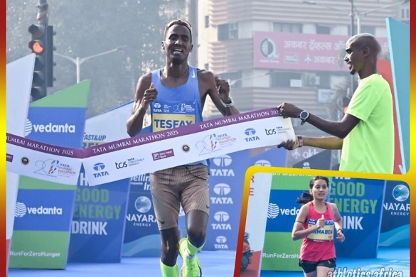 Tesfay claims men’s crown, Tele takes women’s title in 2025 Mumbai Marathon