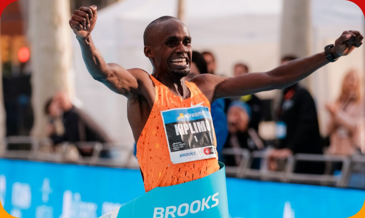 Jacob Kiplimo winning at the eDreams Mitja Marató Barcelona by Brooks 2025 / Photo credit: Daniel Meumann for Sportmedia.es