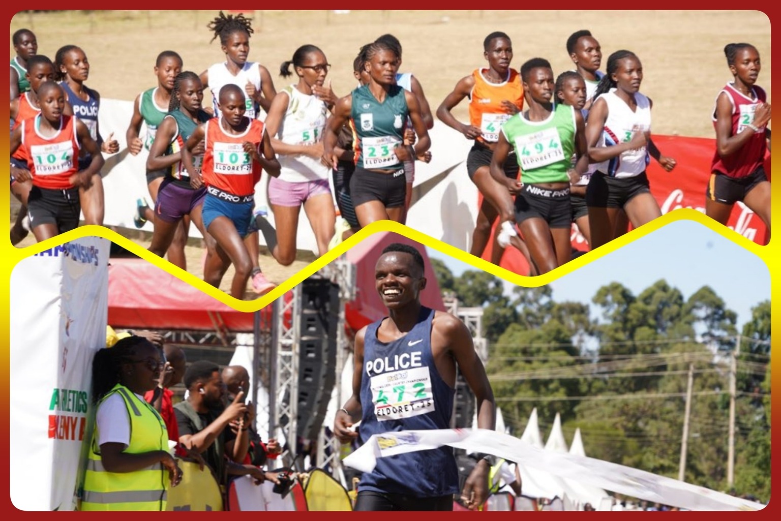 Daniel Ebenyo wins 10km Senior men’s race and Lilian Odira leads the Senior women's 2km loop at the 2025 Kenyan Cross Country Championships in Eldoret / Photo: Peter Njoroge