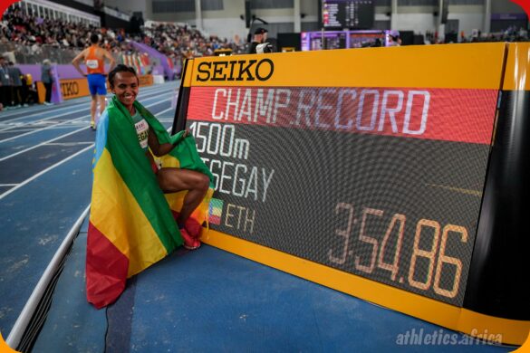 Ethiopia's Gudaf Tsegay clocks 3:54.86 to win the women's 1500m at the 2025 World Athletics Indoor Championships in Nanjing on Sunday 23 March / Photo: Dan Vernon for World Athletics