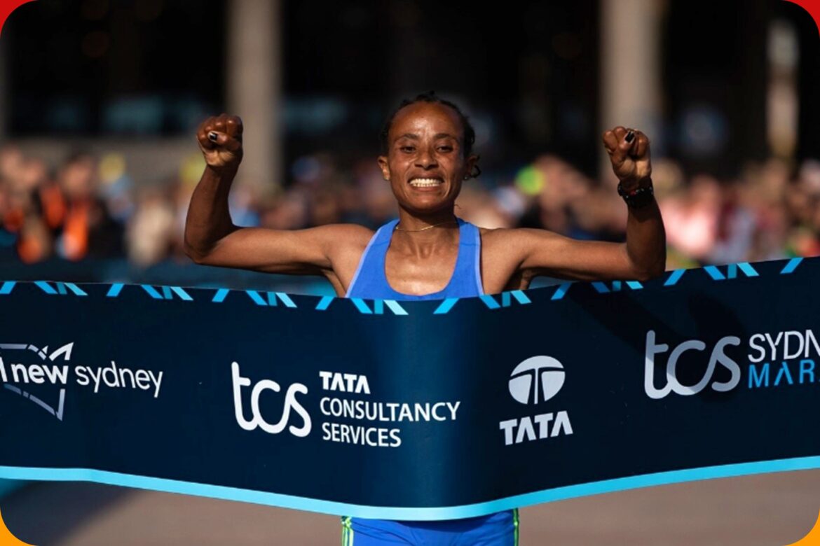 Ethiopian Workenesh Edesa winning the TCS Sydney Marathon / Photo: Organisers