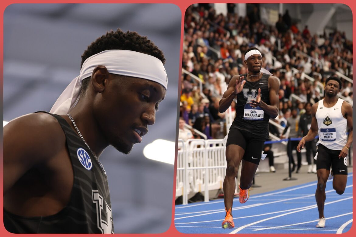 Zimbabwe's Carli Makarawu wins the 2025 NCAA men's 200m indoor title / Photo: Auburn TFXC
