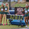 Team South Africa relay squad in Tshwane 2025 - (from left) Marlie Viljoen, Zeney Geldenhuis, Miranda Coetzee, and Shirley Nekhubui / Photo credit: Charmaine Botes