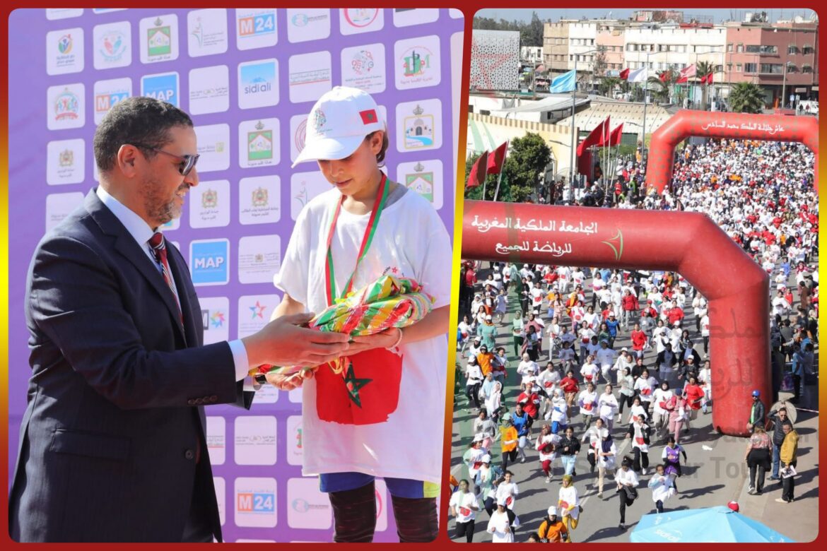 Runners at the 4th edition of the "Foulées Féminines de la Victoire" in the province of Médiouna, Morocco / Photo credit: Royal Moroccan Sport for All Federation