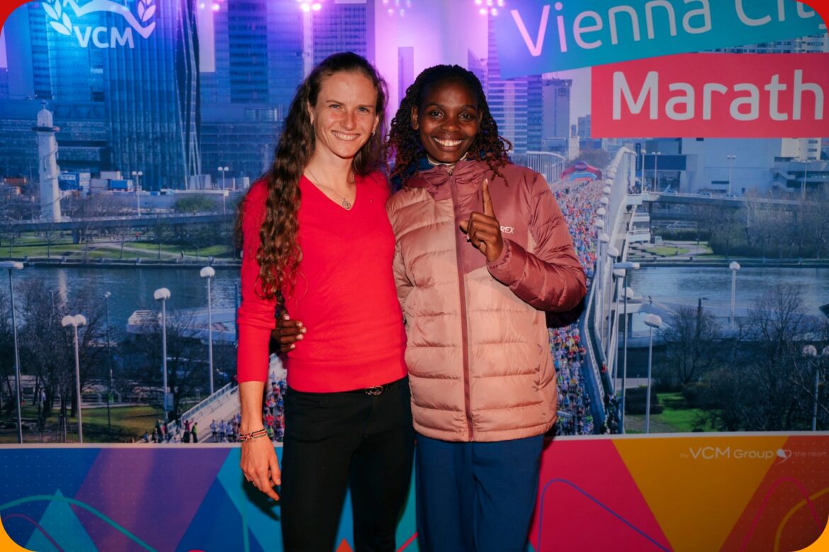 Betty Chepkemoi and Fabienne Königstein during the After Race Party in Vienna April 6, 2025 / Photo credit: VCM / Michael Kvick
