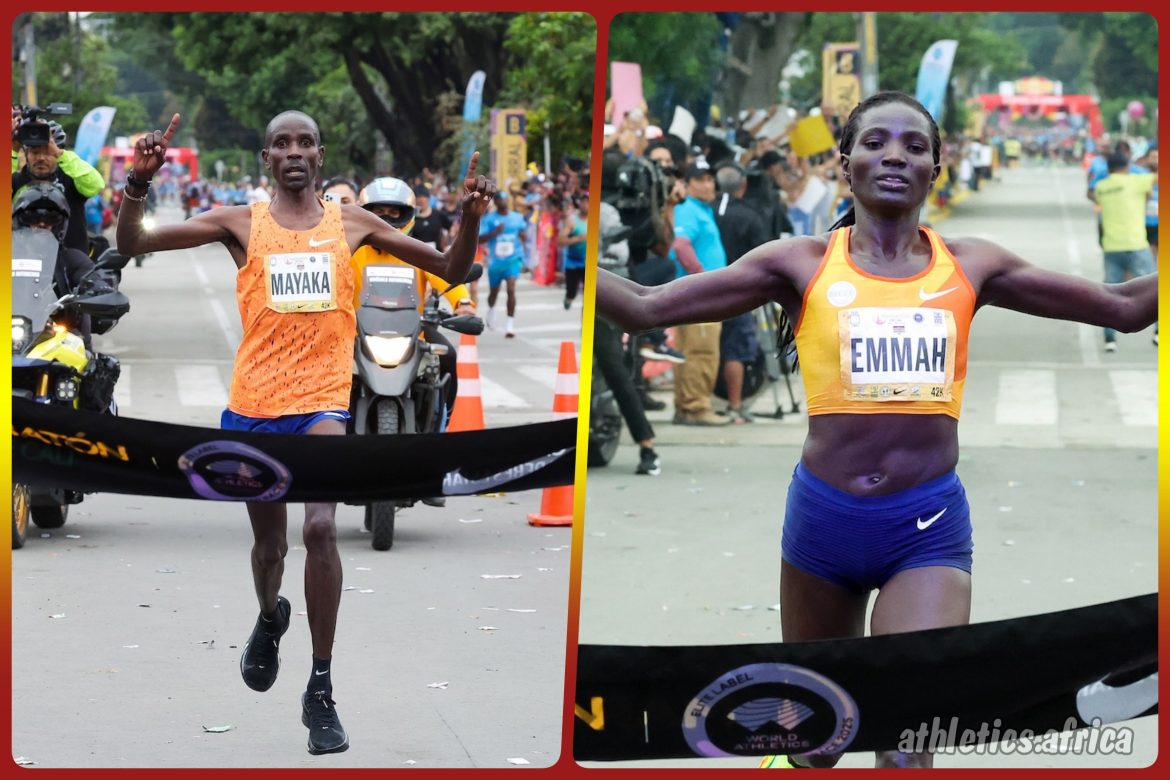 Evans Mayaka and Emmah Ndiwa in action at the inaugural Maratón de Cali / Photo credit: Sailer / photorun.net