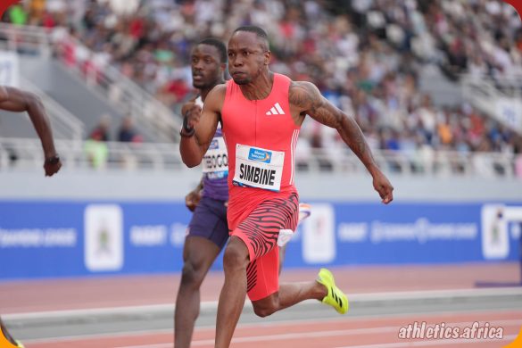 Akani Simbine (RSA) wins the Men's 100m with a time of 9.95 at the Meeting International Mohammed VI d'Athlétisme de Rabat, part of the Wanda Diamond League, on Sunday 25 May 2025 / Photo credit: Luke Howard for Diamond League AG