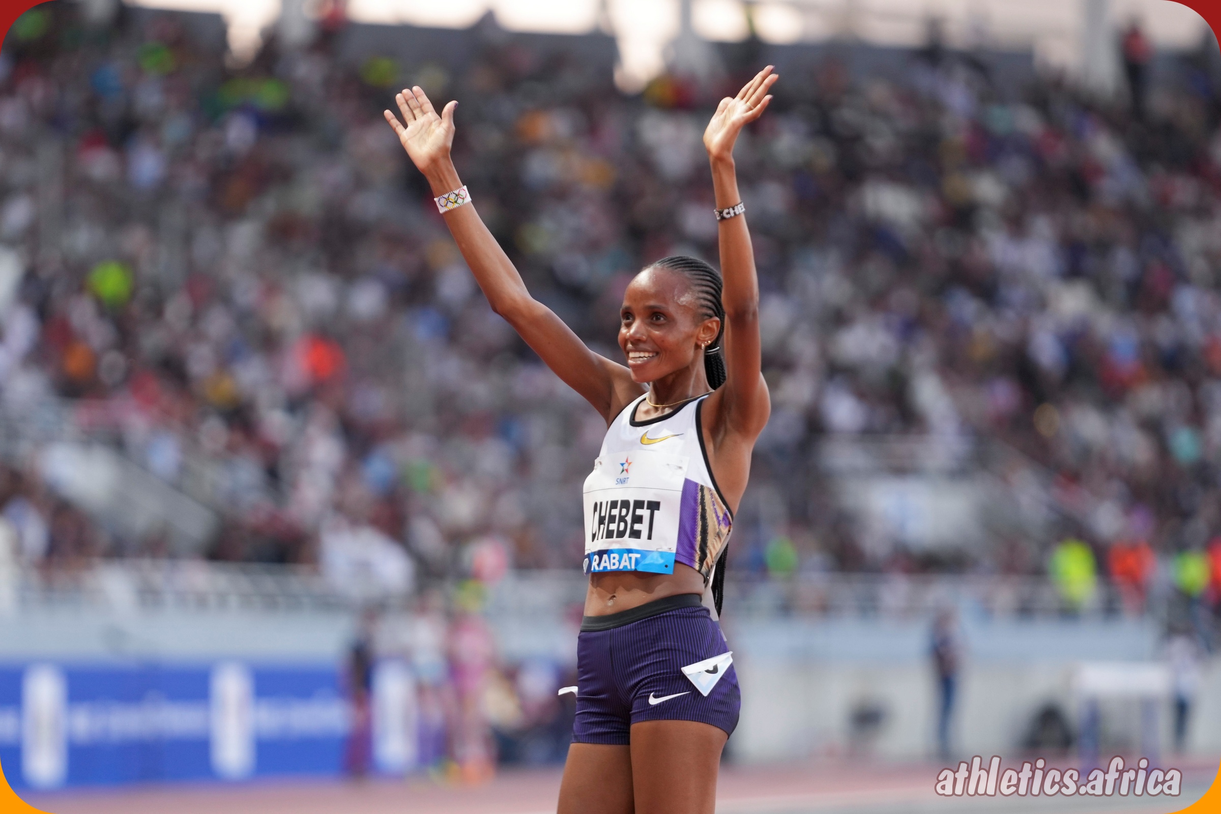 Beatrice Chebet (KEN) wins the Women's 3000m with a time of 8:11.56 in a new Area Record and Diamond League Record at the Meeting International Mohammed VI d'Athlétisme de Rabat, part of the Wanda Diamond League, on Sunday 25 May 2025 / Matthew Quine for Diamond League AG