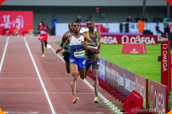 Berihu Aregawi has to dig deep to win the men's 5000m at the 2025 Wanda Diamond League meeting in Shanghai/Keqiao / Photo credit: Diamond League AG