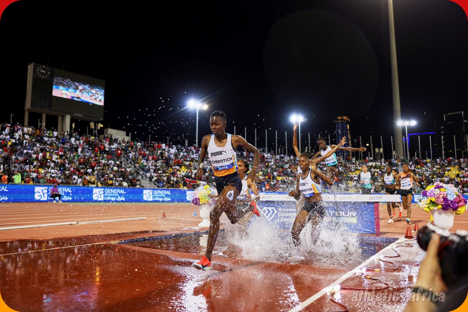 Faith Cherotich (KEN) wins the Women's 3000m Steeplechase with a time of 9:05.08 at The Jetour Doha Meeting, part of the Wanda Diamond League, on Friday 16 May 2025 / Photo credit: Marta Gorczynska for Diamond League AG