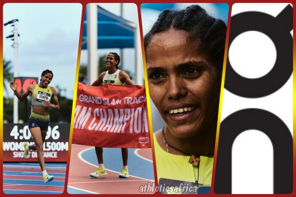 On signs World Indoor Champion Freweyni Hailu