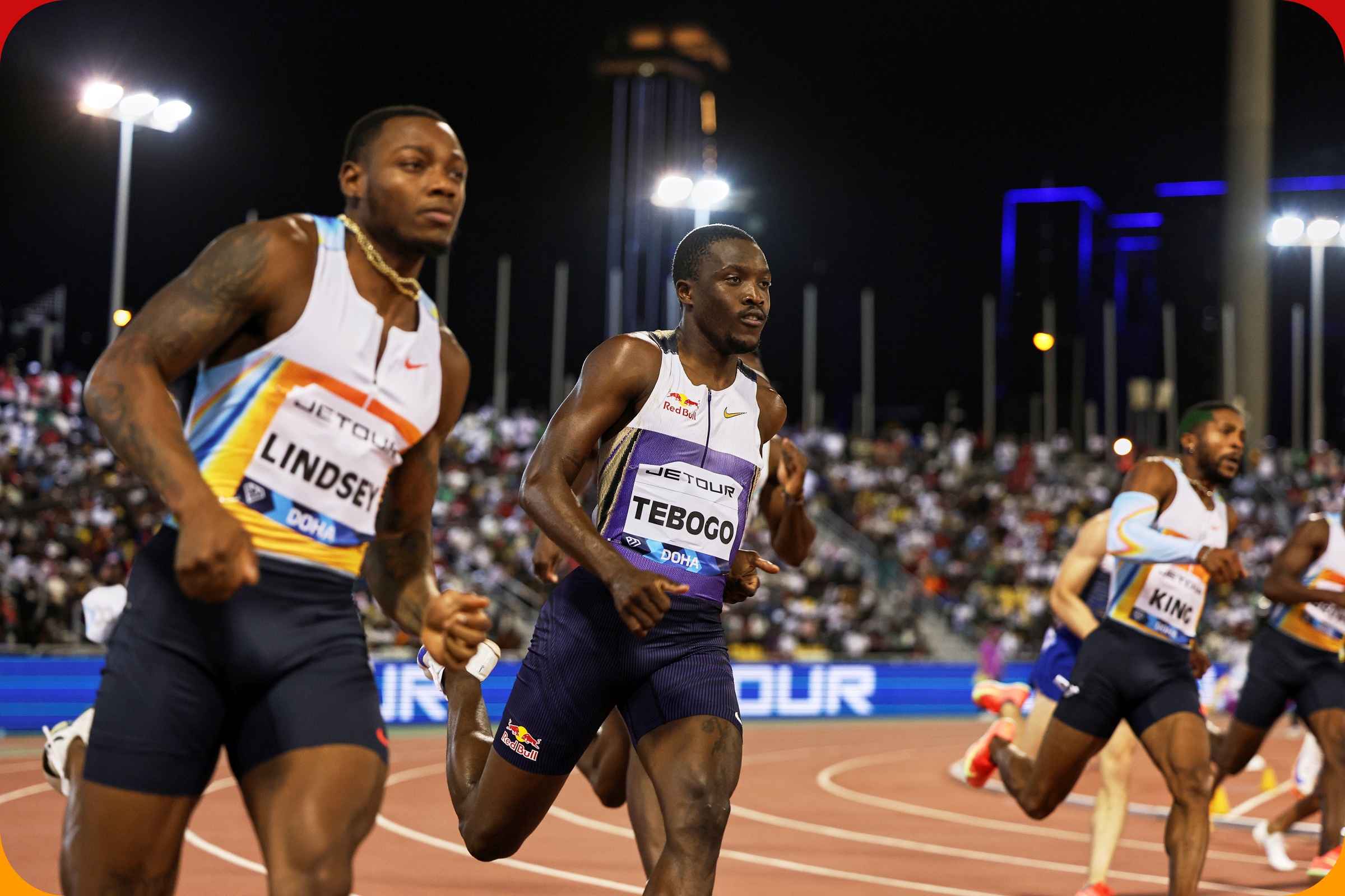 Letsile Tebogo (BOT) wins the Men's 200m with a time of 20.10s at The Jetour Doha Meeting, part of the Wanda Diamond League, on Friday 16 May 2025 / Photo credit: Marta Gorczynska for Diamond League AG