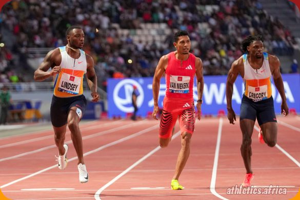 Courtney Lindsey (USA) wins the Men's 200m with a time of 20.04s at the Meeting International Mohammed VI d'Athlétisme de Rabat, part of the Wanda Diamond League, on Sunday 25 May 2025 / Matthew Quine for Diamond League AG