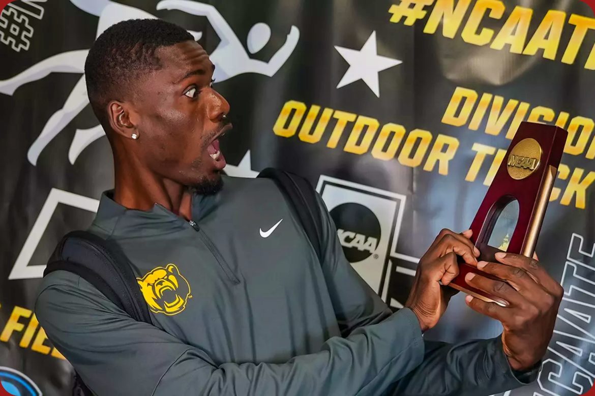 Baylor’s Ezekiel Nathaniel won the NCAA 400m hurdles title in a national record of 47.49 on Friday June 13, 2025 / Photo: BaylorBears.com
