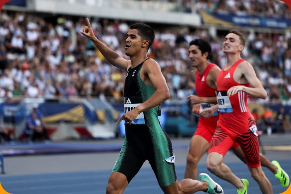 Mohamed Attaoui (ESP) wins the Men’s 800m with a time of 1:42.73 at the Meeting de Paris in Paris, part of the Wanda Diamond League, on Friday 20 June 2025 / Marta Gorczynska for Diamond League AG