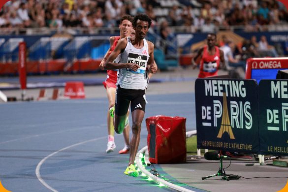 Yomif Kejelcha (KEN) wins the men’s 5000m in a time of 12:47.84 at the Meeting de Paris, part of the Wanda Diamond League, on Friday 20 June 2025 / Ed Hall For Diamond League AG