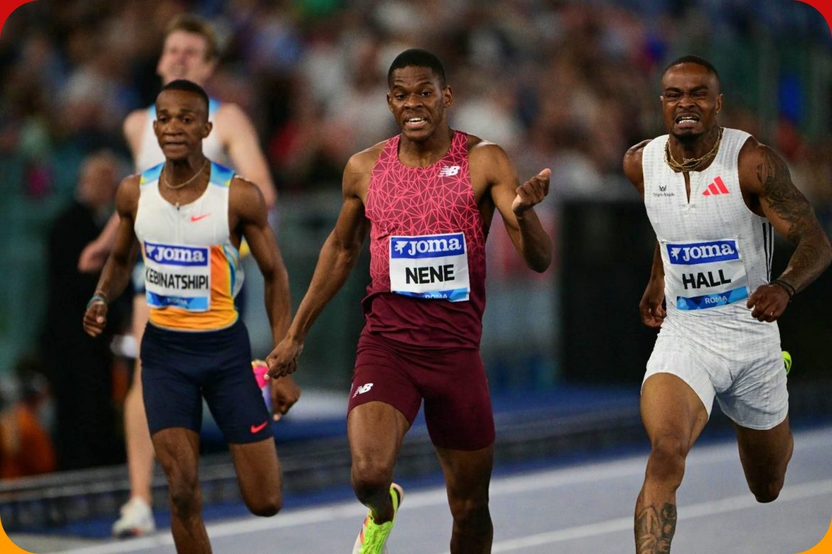 South Africa’s Zakithi Nene and Olympic champion Quincy Hall battling all the way to the line in the men's 400m in Rome on Friday 6 May 2025 / Photo credit: AFP