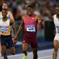 South Africa’s Zakithi Nene and Olympic champion Quincy Hall battling all the way to the line in the men's 400m in Rome on Friday 6 May 2025 / Photo credit: AFP