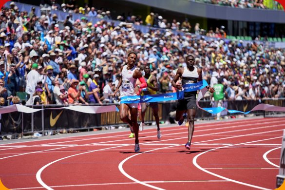 Alison Dos Santos (BRA) wins the Men's 400m Hurdles in a time of 46.65 with Nigeria's Ezekiel Nathaniel third at The 50th edition of The Prefontaine Classic on Saturday 5th July 2025 / Photo: Matthew Quine For Diamond League AG