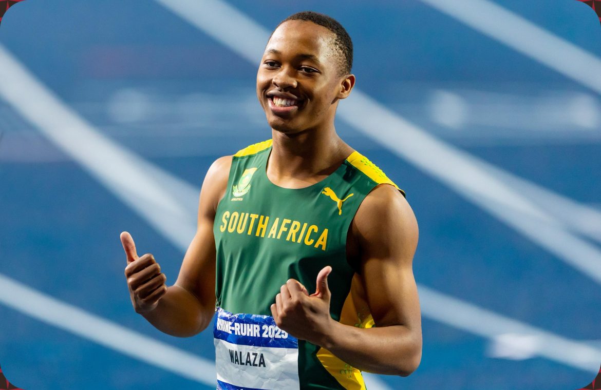 Bayanda Joy Walaza of South Africa wins the Men's 200m Final at the Rhine-Ruhr 2025 FISU World University Games in Bochum on Thursday 24/07/2025 | Photo credit: Iris van den Broek / Rhine-Ruhr 2025