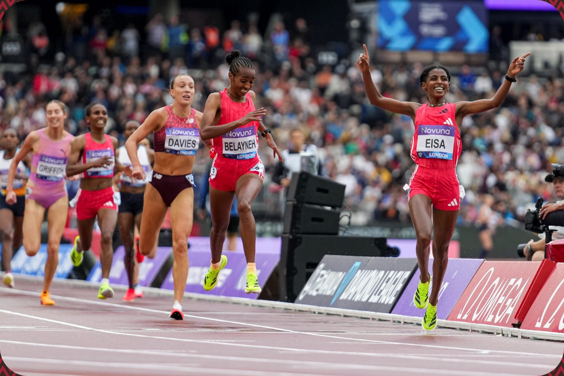 Medina Eisa (ETH) wins the women’s 5000m in a time of 14:30.57 at the Novuna London Athletics Meet, part of the Wanda Diamond League, in London on July 19, 2025 / Photo: Melissa Gresswell for Diamond League AG