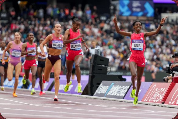 Medina Eisa (ETH) wins the women’s 5000m in a time of 14:30.57 at the Novuna London Athletics Meet, part of the Wanda Diamond League, in London on July 19, 2025 / Photo: Melissa Gresswell for Diamond League AG