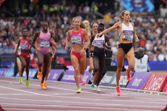 Georgia Hunter Bell (GBR) wins the women's 800m with a season's best time of 1:56.74 at the Novuna London Athletics Meet in London on July 19, 2025 / Photo: Melissa Gresswell for Diamond League AG