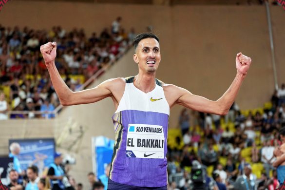 Soufiane El Bakkali (MAR) wins the Men's 3000m Steeplechase with a time of 8:03.18, a new Moroccan Record, at the meeting Herculis EBS in Monaco on Friday 11 July 2025 / Photo: Sonya Maleter for Meeting Herculis EBS