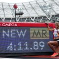 Gudaf Tsegay (ETH) wins the womens one mile with a World Leading, National Record, and Meet Record time of 4:11.88 at the Novuna London Athletics Meet, part of the Wanda Diamond League, in London on July 19, 2025 / Photo: Guillaume Laurent for Diamond League AG