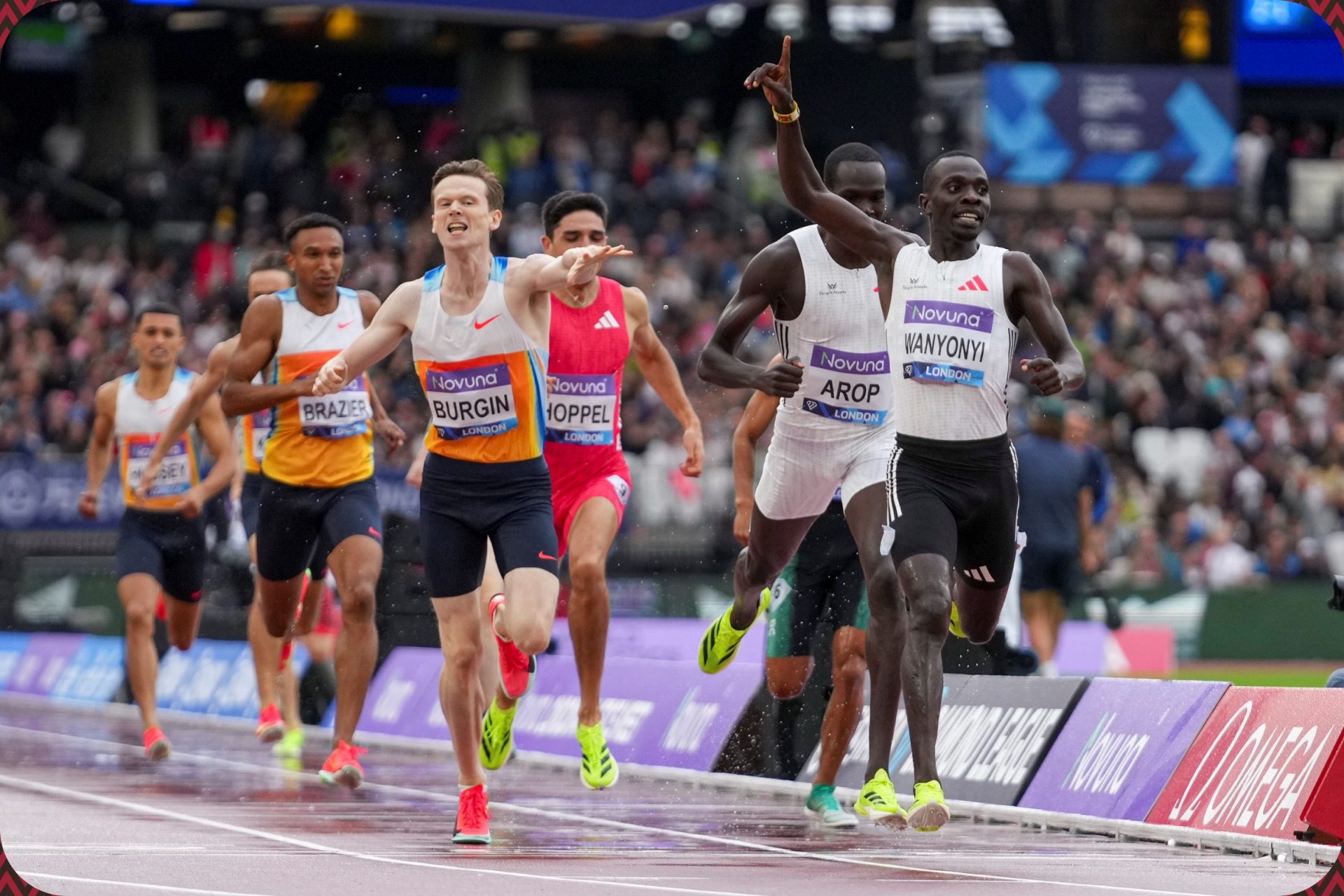 Emmanuel Wanyonyi (KEN) wins the men’s 800m in a new meeting record time of 1:42.00 at the Novuna London Athletics Meet, part of the Wanda Diamond League, in London on July 19, 2025 / Photo: Melissa Gresswell for Diamond League AG