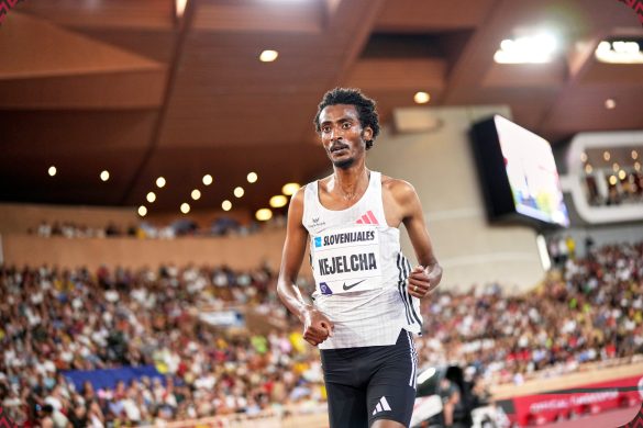 Yomif Kejelcha (ETH) wins the Men's 5000m in a new Meeting Record of 12:49.46 at the meeting Herculis EBS in Monaco on Friday 11 July 2025 / Photo: Sonya Maleter for Meeting Herculis EBS