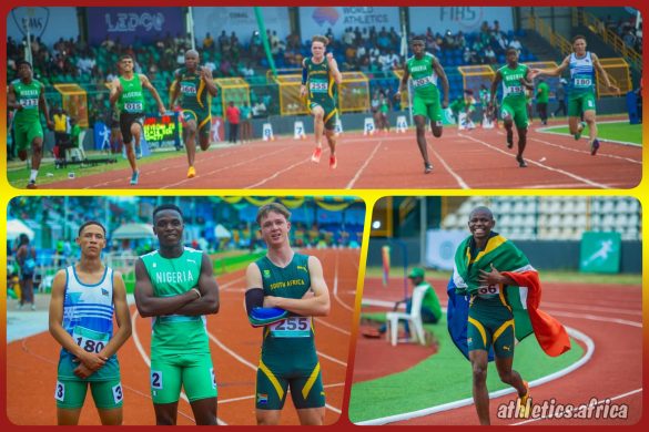 South Africa's Mukona Manavhela (266) in 10.61, compatriot Jayden Fourie (255) in 10.76, and Nigeria's James Clifford Igbigbidje (213) in 10.89 takes the podium, with Nigeria's Destiny Chinedu Egbon (203) 5th in 10.99 and Namibia's Frans Caleb Bessenger (180) in 8th in the Men’s U18 100m Final at 3rd CAA Combined African U18/U20 Championships in Abeokuta, Nigeria from 16-20 July, 2025 / Photo: AFN Media Hub for AthleticsAfrica