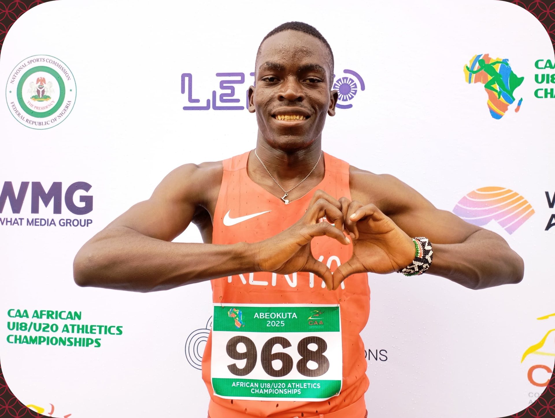 Kenya's Clinton Owatinya won the Gold medal in U20 Men's 100m Final with 10.42 secs at the 3rd CAA Combined African U18/U20 Championships in Abeokuta, Nigeria from 16-20 July, 2025 / Photo: AFN Media Hub for AthleticsAfrica