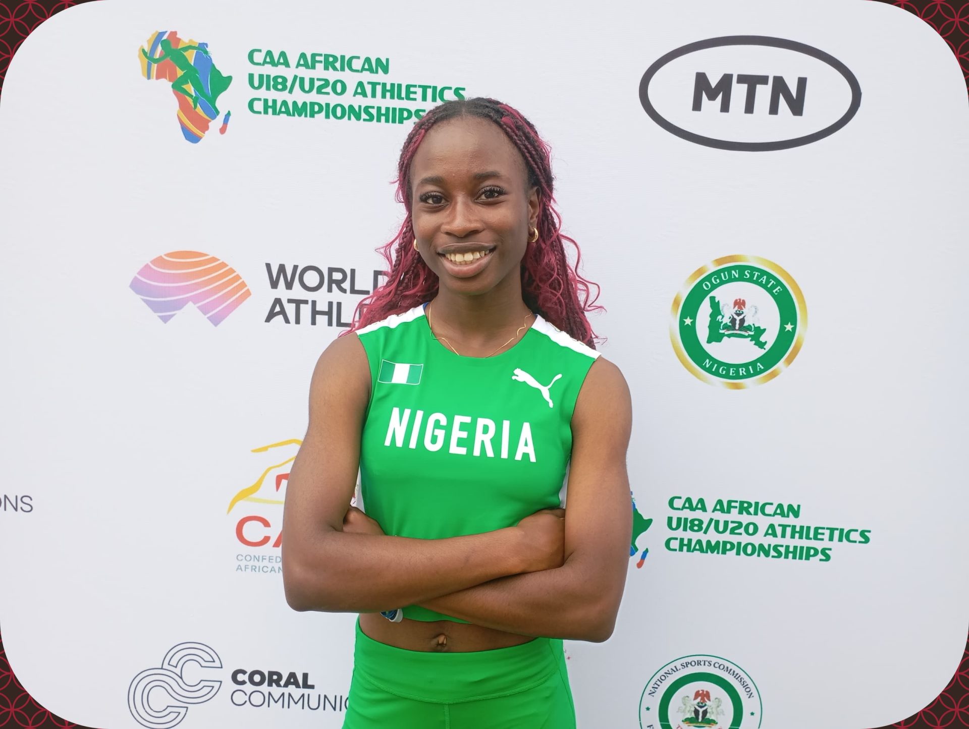 Nigeria's Divine Bamgboye came 4th in 14.79 secs in the women’s U20 100m Hurdles Final at the 3rd CAA Combined African U18/U20 Championships in Abeokuta, Nigeria from 16-20 July, 2025 / Photo: AFN Media Hub for AthleticsAfrica