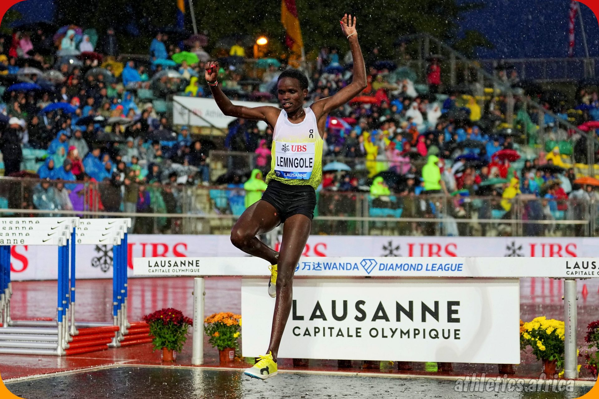 Doris Lemngole (KEN) wins the Women’s 3000m Steeplechase with a time of 9:16.36 at the 50th Athletissima, part of the Wanda Diamond League, on Wednesday August 20, 2025 in Lausanne, Switzerland / Photo: Chiara Montesano for Diamond League AG