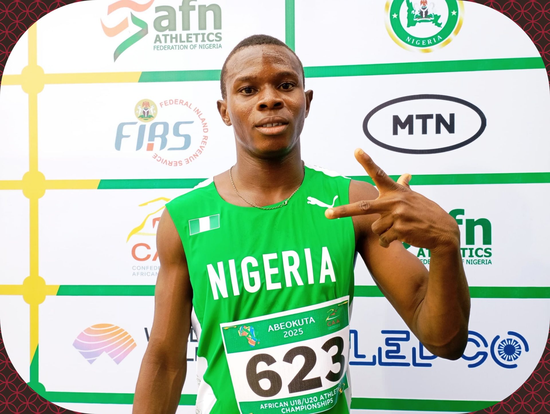 Nigeria's John Caleb won the Bronze medal in U20 Men's 100m Final with 10.61 secs at the 3rd CAA Combined African U18/U20 Championships in Abeokuta, Nigeria from 16-20 July, 2025 / Photo: AFN Media Hub for AthleticsAfrica
