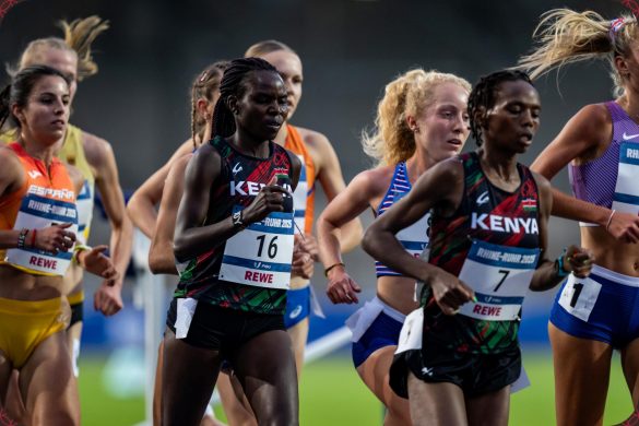 Kenyans Judy Jepkoech Kosgei (16) and Sarah Wanjiru Njeri (7) leading the field during the Women's 5,000m Final at the Rhine-Ruhr 2025 FISU Games in Bochum on Saturday 26/07/2025 | Photo credit: Kevin Voigt / Rhine-Ruhr 2025