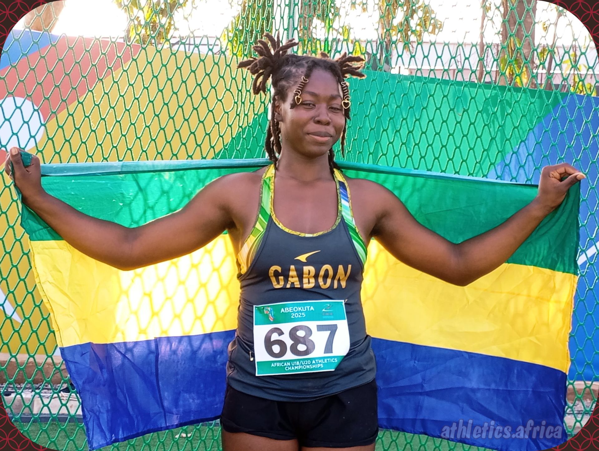 Gabon's national hammer throw record-holder, Kenza Falana, won Silver medal in U20 Women Hammer with 55.42m at the 3rd CAA Combined African U18/U20 Championships in Abeokuta, Nigeria from 16-20 July, 2025 / Photo: AFN Media Hub for AthleticsAfrica