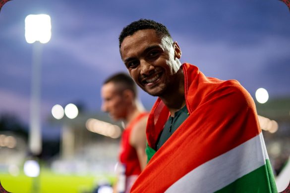 Lythe Tyresse Pillay of South Africa celebrates winning the Men's 400m Gold medal at the Rhine-Ruhr 2025 FISU Games in Bochum on Wednesday 23/07/2025 | Photo credit: Kevin Voigt / Rhine-Ruhr 2025