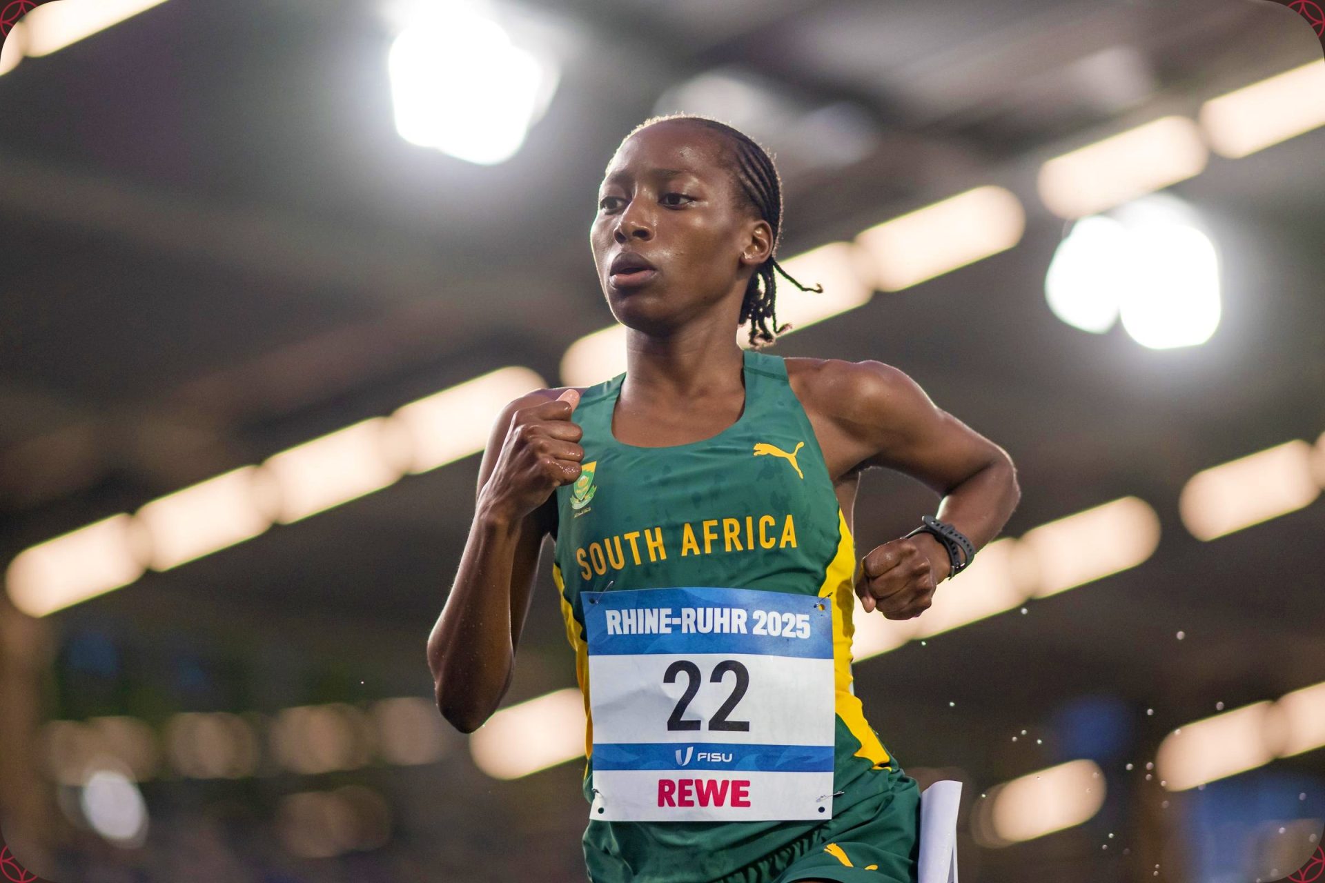 Maria Mailula of South Africa competing in the Women's 10,000m Final at the Rhine-Ruhr 2025 FISU Games in Bochum on Monday 21/07/2025 | Photo credit: Kevin Voigt / Rhine-Ruhr 2025