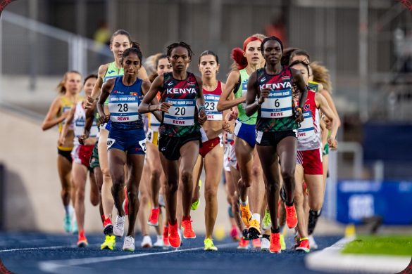 Kenyans Sarah Wanjiru Njeri (20) and Judy Jepkoech Kosgei (6) leading the field during the Women's 10,000m Final at the Rhine-Ruhr 2025 FISU Games in Bochum on Monday 21/07/2025 | Photo credit: Kevin Voigt / Rhine-Ruhr 2025